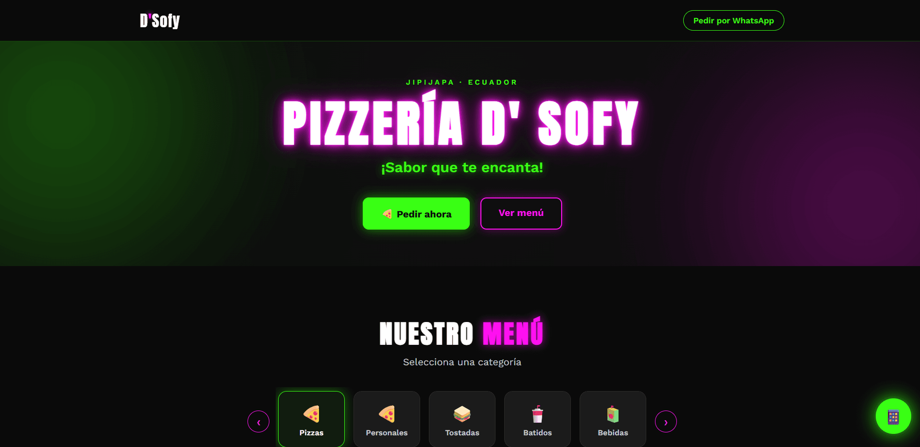 Plataforma Web "Pizzería D'Sofy"