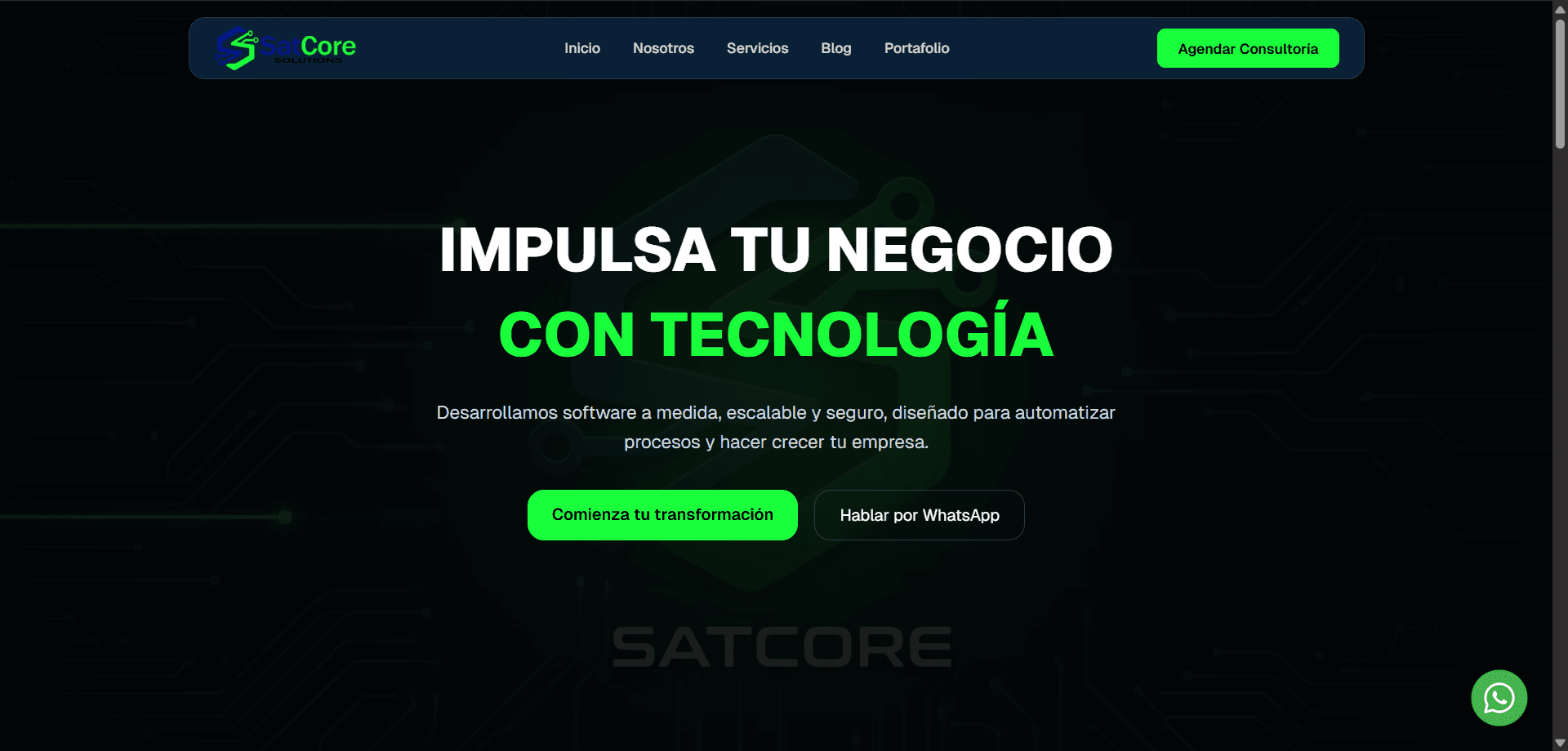 Sitio Web "SatCore Corporativo"